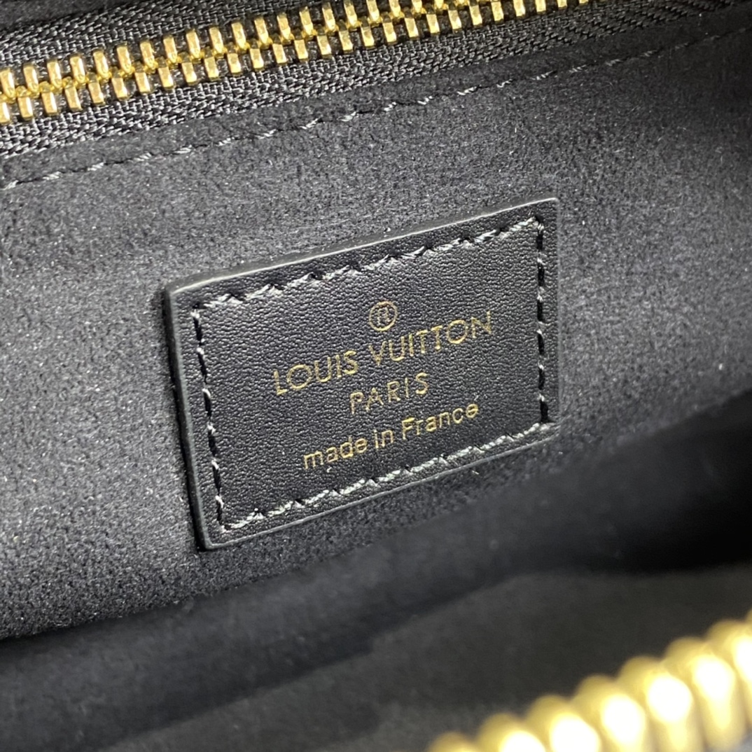 Louis Vuitton PETITE MALLE SOUPLE Handbag Embossed Grained M45393 Black